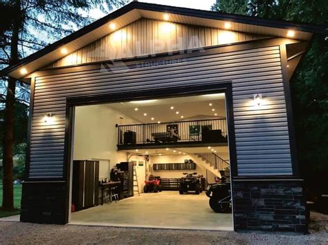 big metal barn with house quarters on one end|metal buildings with apartments inside.